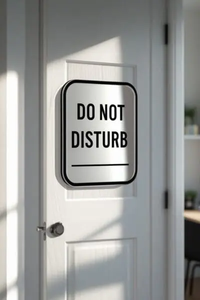 Working from Home: 10 Proven Tips to Skyrocket Productivity Do Not Disturb sign hanging on a home office door to minimize distractions and improve focus while working from home.