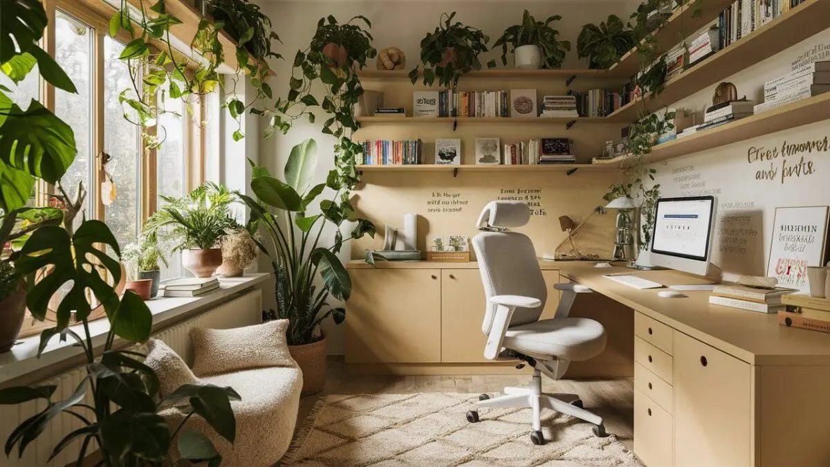 10 Cozy Home Office Ideas to Boost Productivity and Creativity To further elevate the ambience of your cozy home office, consider utilizing decorative storage solutions to keep clutter at bay and enhance the overall aesthetic. Opt for stylish cupboards, shelves, colorful bins, or chic containers that not only help you stay organized but also add a touch of personality to your workspace.