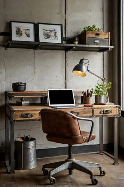 For those who prefer a more rugged and industrial look, an Industrial Chic Desk could be the perfect choice. This design combines raw materials like metal and wood to create a vintage-inspired workspace that exudes character and charm.