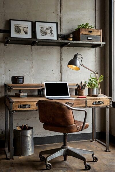 For those who prefer a more rugged and industrial look, an Industrial Chic Desk could be the perfect choice. This design combines raw materials like metal and wood to create a vintage-inspired workspace that exudes character and charm.