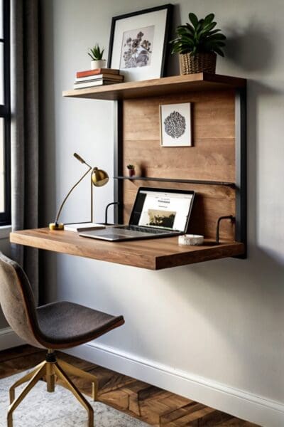 Now, let's move on to the sleek and space-saving design of a Floating Wall-Mounted Desk. Ideal for smaller office spaces, this desk attaches directly to the wall, freeing up valuable floor space and creating a modern, minimalist look