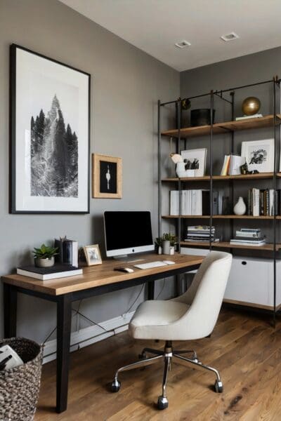 10 Minimalist Home Office Setups for Maximum Productivity Infuse creativity into your minimalist office with a few art pieces.